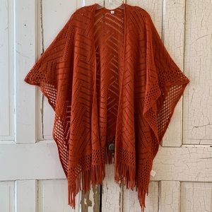 The Wow Now rust knit cape One Size
